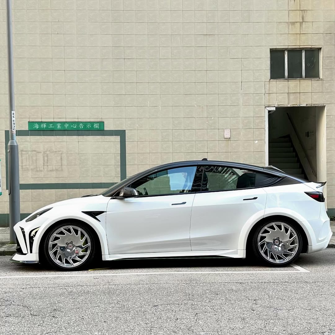 Tesla Model Y Performance AWD Long Range RWD Standard 2020 2021 2022 2023 2024 with Aftermarket Parts - "STARSHIP" Side Skirts PP from Robot Craftsman