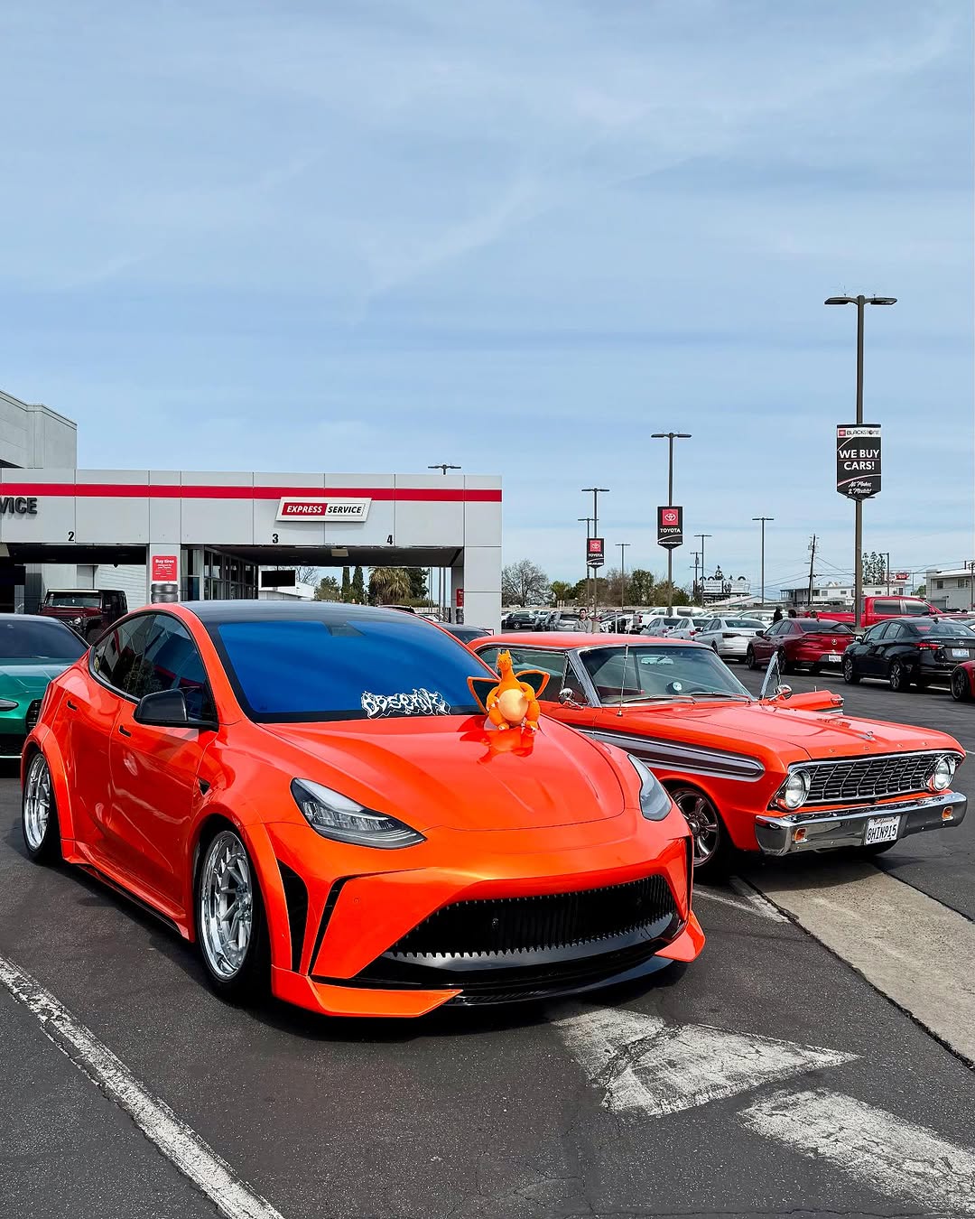 Tesla Model Y Performance AWD Long Range RWD Standard 2020 2021 2023 2024 with Aftermarket Parts - "CRYPTON" Hood Carbon Fiber / FRP from Robot Craftsman