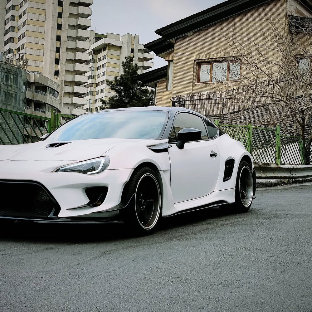 Toyota GT86 86 TRD GT SE Base ZN6 2017 2018 2019 2020 & Scion FR-S FRS ZN6 2013 2014 2015 2016 & BRZ TS Limited Premium ZN6 2013 2014 2015 2016 2017 2018 2019 2020 (compatible with ROBOT widebody kit) with Aftermarket Parts - Front Fenders Replacement & Rear Quarter Fender Flares & Side Skirts Carbon Fiber / FRP from Robot Craftsman