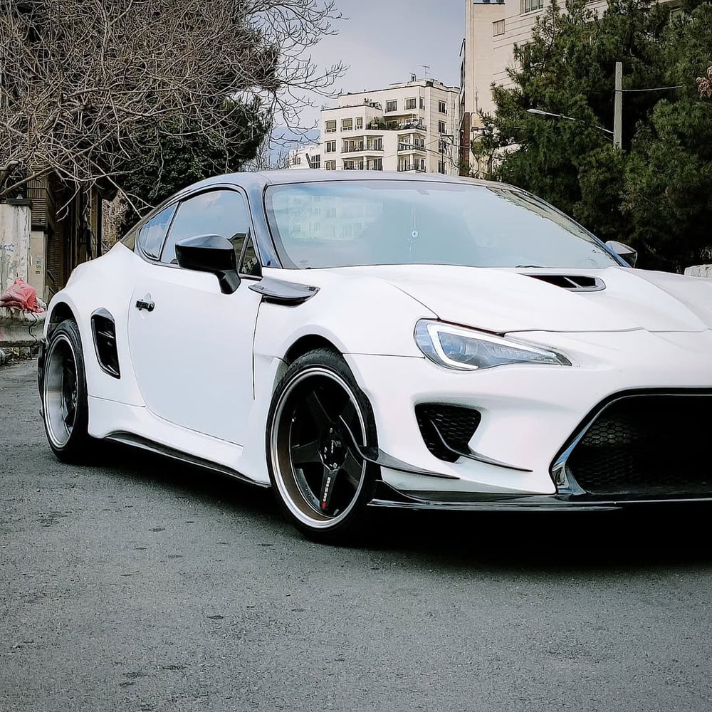 Toyota GT86 86 TRD GT SE Base ZN6 2017 2018 2019 2020 & Scion FR-S FRS ZN6 2013 2014 2015 2016 & BRZ TS Limited Premium ZN6 2013 2014 2015 2016 2017 2018 2019 2020 (compatible with ROBOT widebody kit) with Aftermarket Parts - Front Fenders Replacement & Rear Quarter Fender Flares & Side Skirts Carbon Fiber / FRP from Robot Craftsman