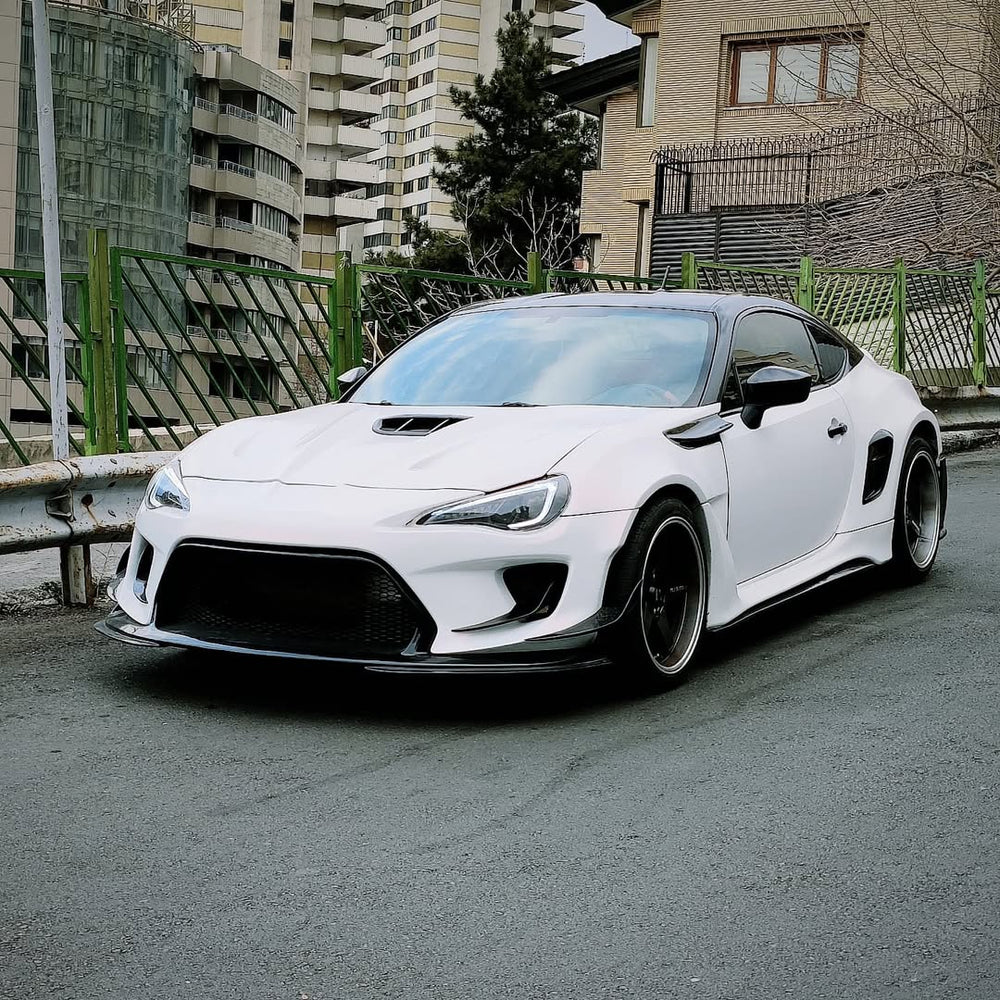 Toyota GT86 86 TRD GT SE Base ZN6 2017 2018 2019 2020 & Scion FR-S FRS ZN6 2013 2014 2015 2016 & BRZ TS Limited Premium ZN6 2013 2014 2015 2016 2017 2018 2019 2020 (compatible with ROBOT widebody kit) with Aftermarket Parts - Front Fenders Replacement & Rear Quarter Fender Flares & Side Skirts Carbon Fiber / FRP from Robot Craftsman