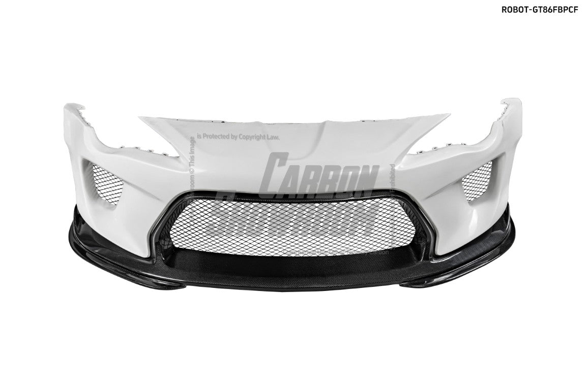 Toyota GT86 86 TRD GT SE Base ZN6 2017 2018 2019 2020 & Scion FR-S FRS ZN6 2013 2014 2015 2016 & BRZ TS Limited Premium ZN6 2013 2014 2015 2016 2017 2018 2019 2020 (compatible with ROBOT widebody kit) with Aftermarket Parts - Replacement Front Lip Only & Front Bumper & Lip Carbon Fiber / FRP from Robot Craftsman