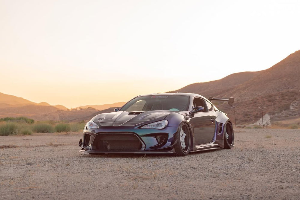 Toyota GT86 86 TRD GT SE Base ZN6 2017 2018 2019 2020 & Scion FR-S FRS ZN6 2013 2014 2015 2016 & BRZ TS Limited Premium ZN6 2013 2014 2015 2016 2017 2018 2019 2020 (compatible with ROBOT widebody kit) with Aftermarket Parts - Front Fenders Replacement & Rear Quarter Fender Flares & Side Skirts Carbon Fiber / FRP from Robot Craftsman