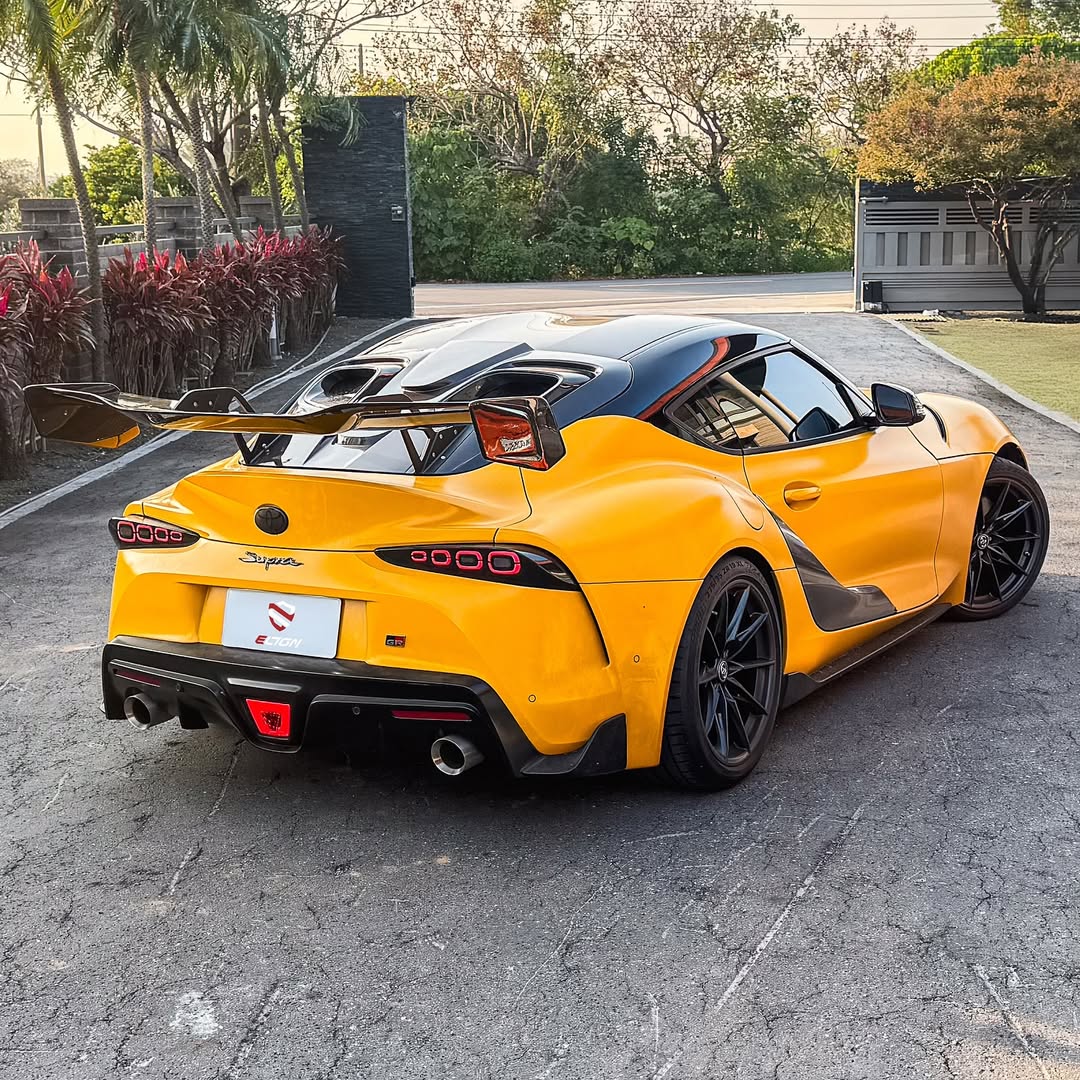 Toyota Supra MK5 A90 A91 3.0 2.0 2020 2021 2022 2023 2024 with Aftermarket Parts - Hyperion Rear Louvers & GT Wing Carbon Fiber / FRP from Robot Craftsman