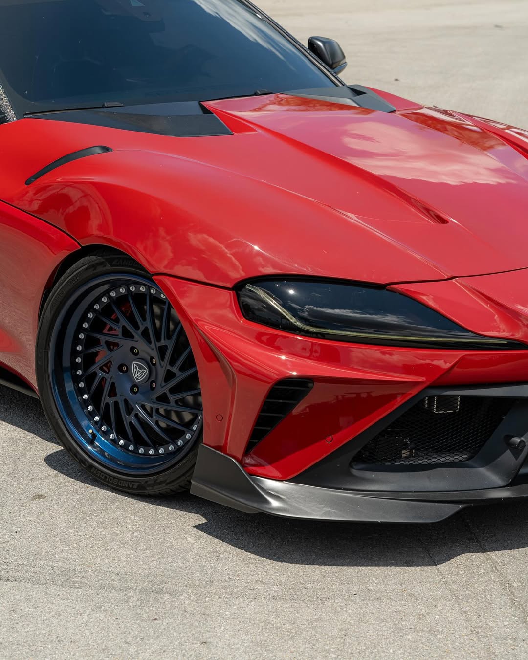 Toyota Supra MK5 A90 A91 3.0 2.0 2020 2021 2022 2023 2024 with Aftermarket Parts - "Alerion" Narrow Body Front Bumper & Lip Carbon Fiber / FRP from Robot Craftsman