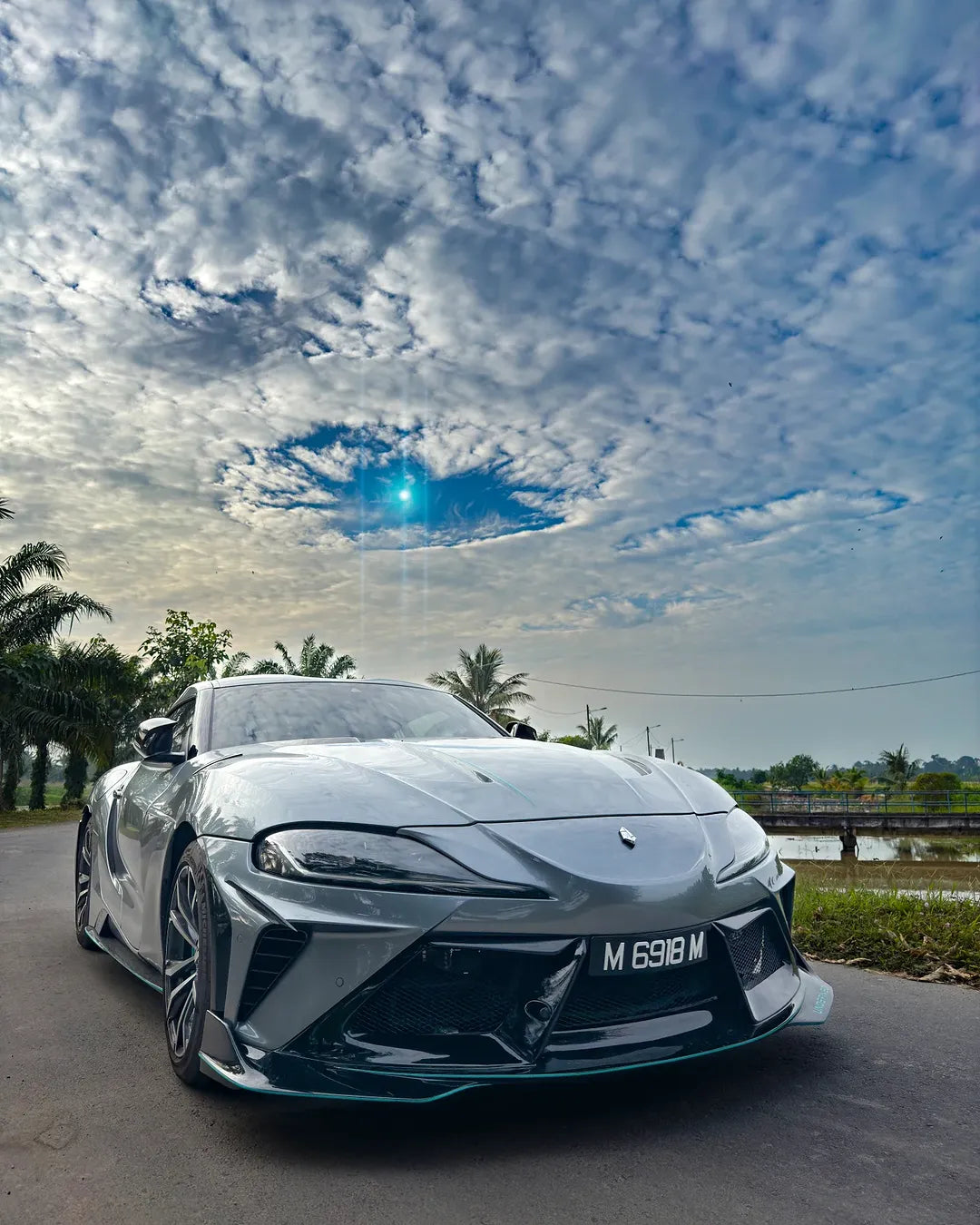 Toyota Supra MK5 A90 A91 3.0 2.0 2020 2021 2022 2023 2024 with Aftermarket Parts - "Alerion" Narrow Body Front Bumper & Lip Carbon Fiber / FRP from Robot Craftsman