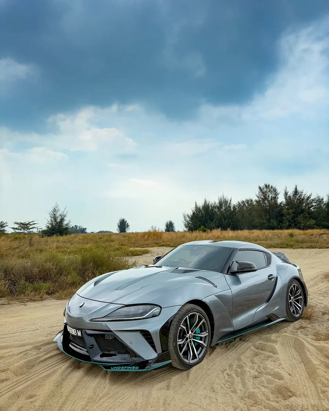 Toyota Supra MK5 A90 A91 3.0 2.0 2020 2021 2022 2023 2024 with Aftermarket Parts - "Alerion" Narrow Body Front Bumper & Lip Carbon Fiber / FRP from Robot Craftsman