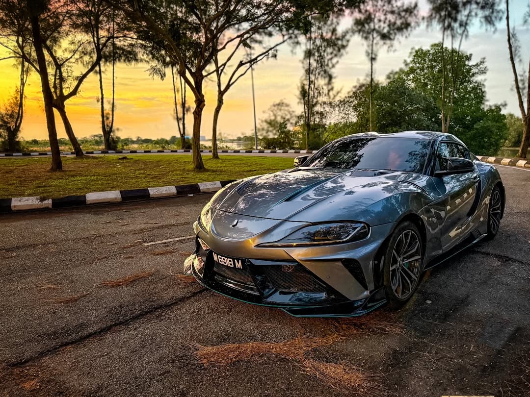 Toyota Supra MK5 A90 A91 3.0 2.0 2020 2021 2022 2023 2024 with Aftermarket Parts - "Alerion" Narrow Body Front Bumper & Lip Carbon Fiber / FRP from Robot Craftsman