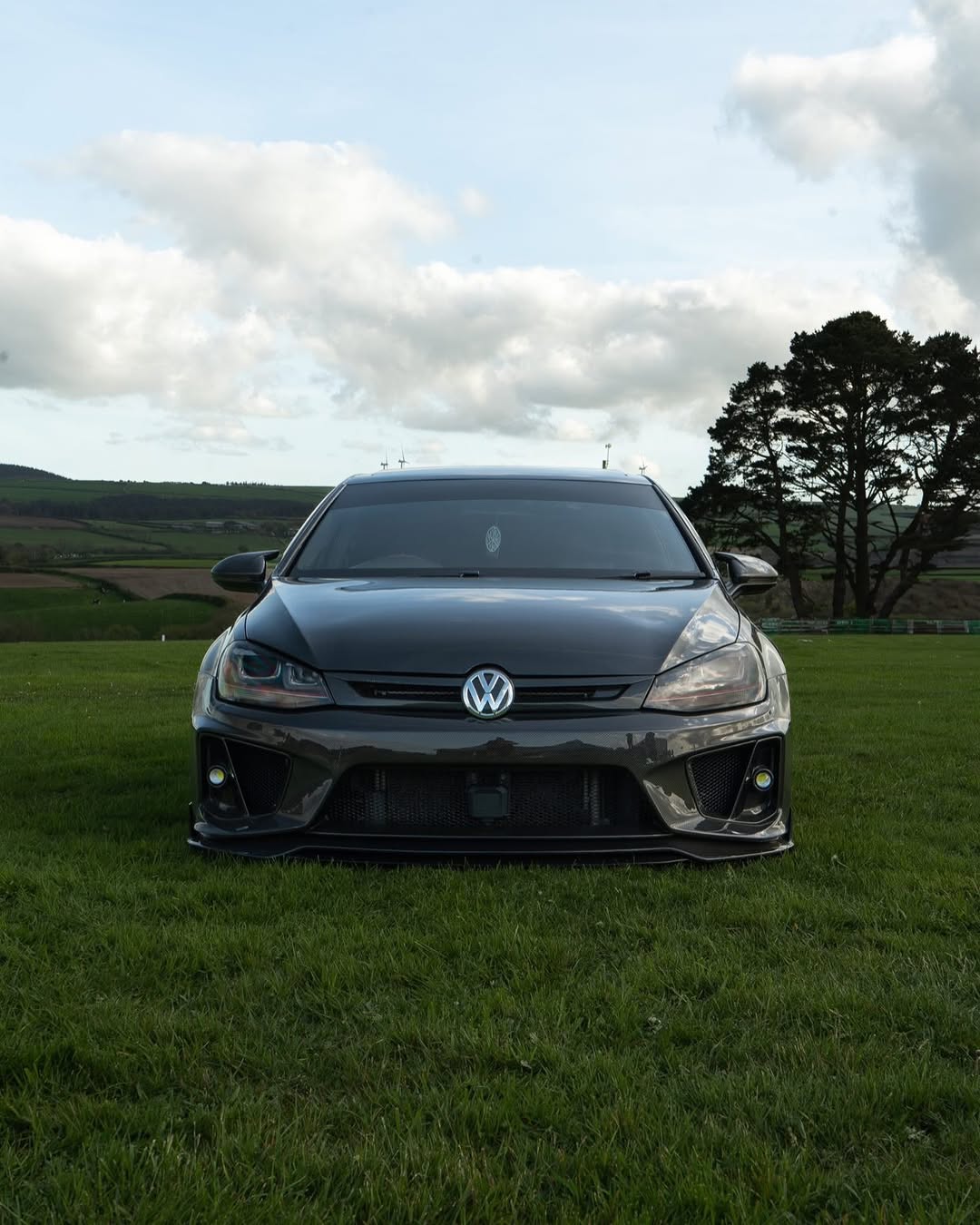 Volkswagen Golf R GTI Base MK7 MK7.5 2015 2016 2017 2018 2019 2020 2021 & Golf R GTI Base MK7 2015 2016 2017 & Golf R GTI Base MK7.5 2018 2019 2020 2021 with Aftermarket Parts - Front Lip & Front Bumper Carbon Fiber / FRP from Robot Craftsman