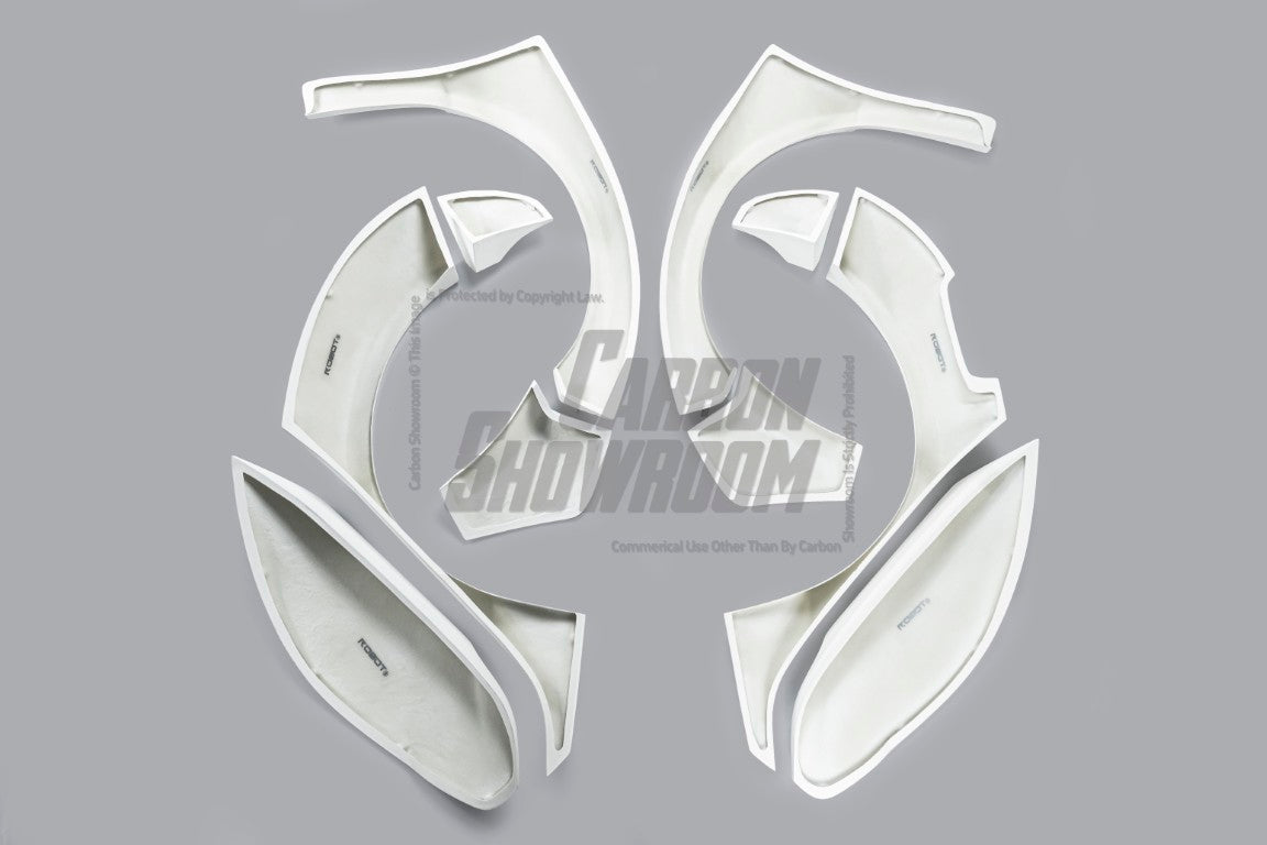 Honda Civic 10th Gen FC1 FC2 FC5 FC6 2016 2017 2018 2019 2020 2021 & Civic 10th Gen FK7 2017 2018 2019 2020 2021 (compatible with both OEM bumper and ROBOT CRAFTSMAN bumper, fits FK7 Hatchback although panel line is slightly different) with Aftermarket Parts - Widebody Wheel Arches Fender Flares Carbon Fiber / FRP from Robot Craftsman