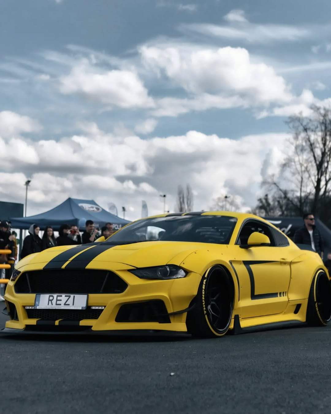 Ford Mustang Ecoboost V6 GT March1 Bullitt S550.1 S550.2 2015 2016 2017 2018 2019 2020 2021 2022 2023 with Aftermarket Parts - STORM Front Bumper Canards Carbon Fiber/FRP from Robot Craftsman