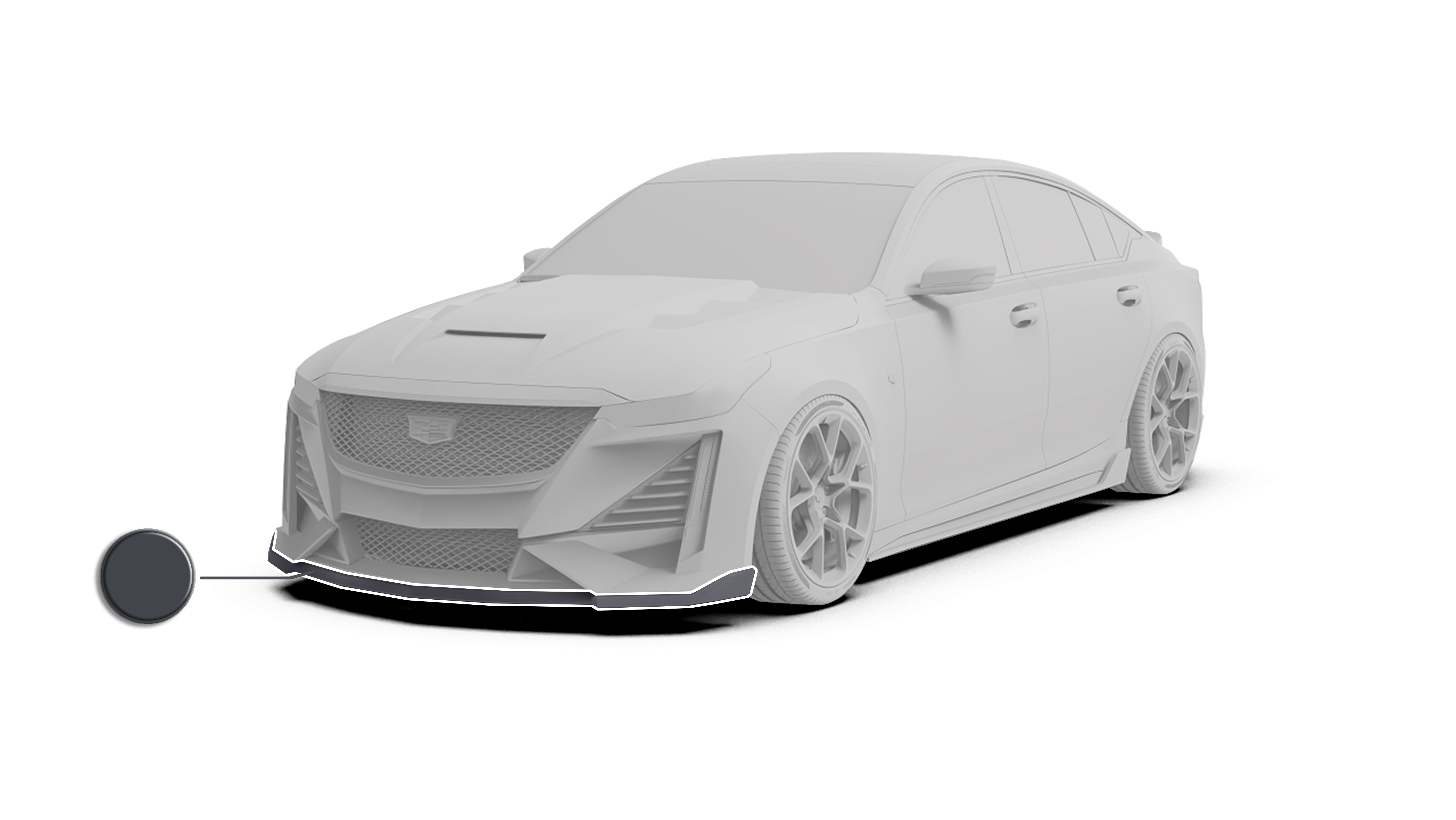 Cadillac CT5 CT5-V Sport Premium Luxury Base 2020 2021 2022 2023 2024 with Aftermarket Parts - "PRISM" Front Bumper & Front Lip Carbon Fiber / FRP from Robot Craftsman