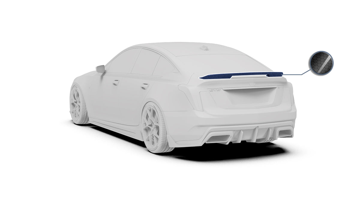 Cadillac CT5 CT5-V Blackwing Sport Premium Luxury Base 2020 2021 2022 2023 2024 with Aftermarket Parts - "PRISM" Rear Ducktail Spoiler Carbon Fiber / FRP from Robot Craftsman