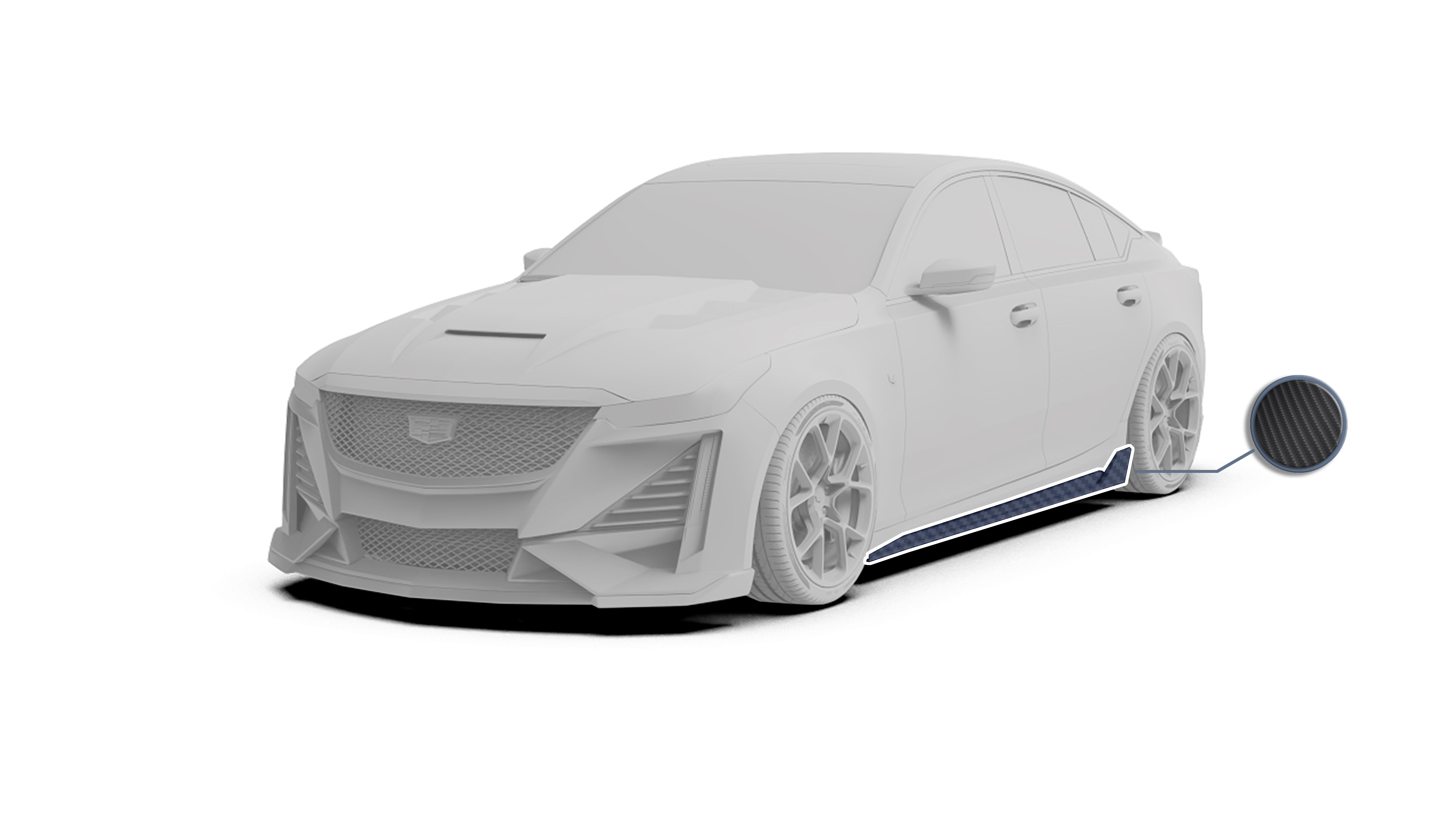 Cadillac CT5 CT5-V Sport Premium Luxury Base 2020 2021 2022 2023 2024 with Aftermarket Parts - PRISM Side Skirts Carbon Fiber / FRP from Robot Craftsman