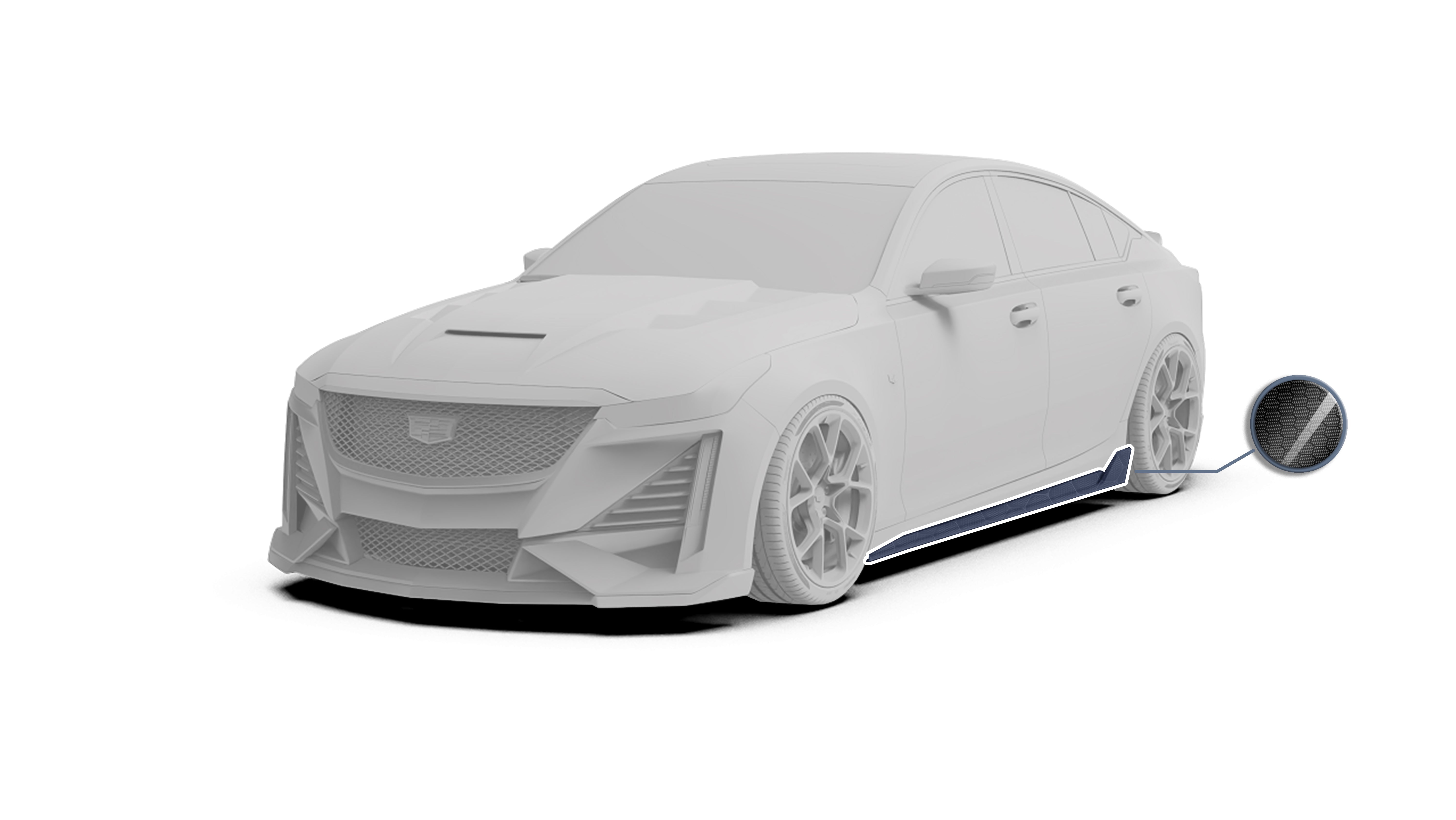 Cadillac CT5 CT5-V Sport Premium Luxury Base 2020 2021 2022 2023 2024 with Aftermarket Parts - PRISM Side Skirts Carbon Fiber / FRP from Robot Craftsman