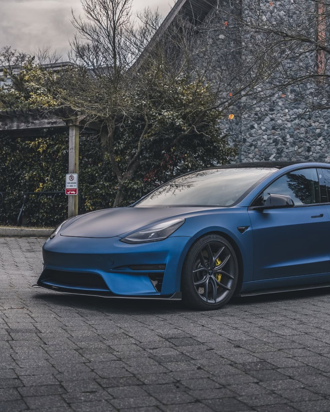 Tesla Model 3 Performance Long Range Standard Base 2017 2018 2019 2020 2021 2022 2023 with Aftermarket Parts - Crypton Front Bumper & Lip Carbon Fiber / FRP from Robot Craftsman