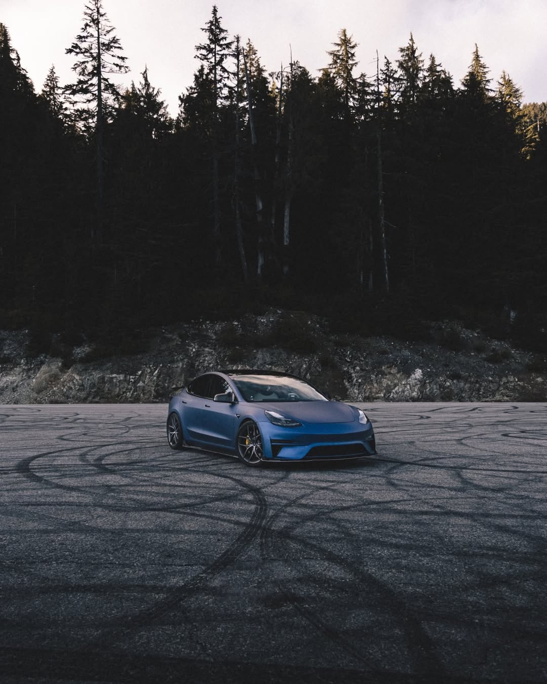 Tesla Model 3 Performance Long Range Standard Base 2017 2018 2019 2020 2021 2022 2023 with Aftermarket Parts - Crypton Front Bumper & Lip Carbon Fiber / FRP from Robot Craftsman