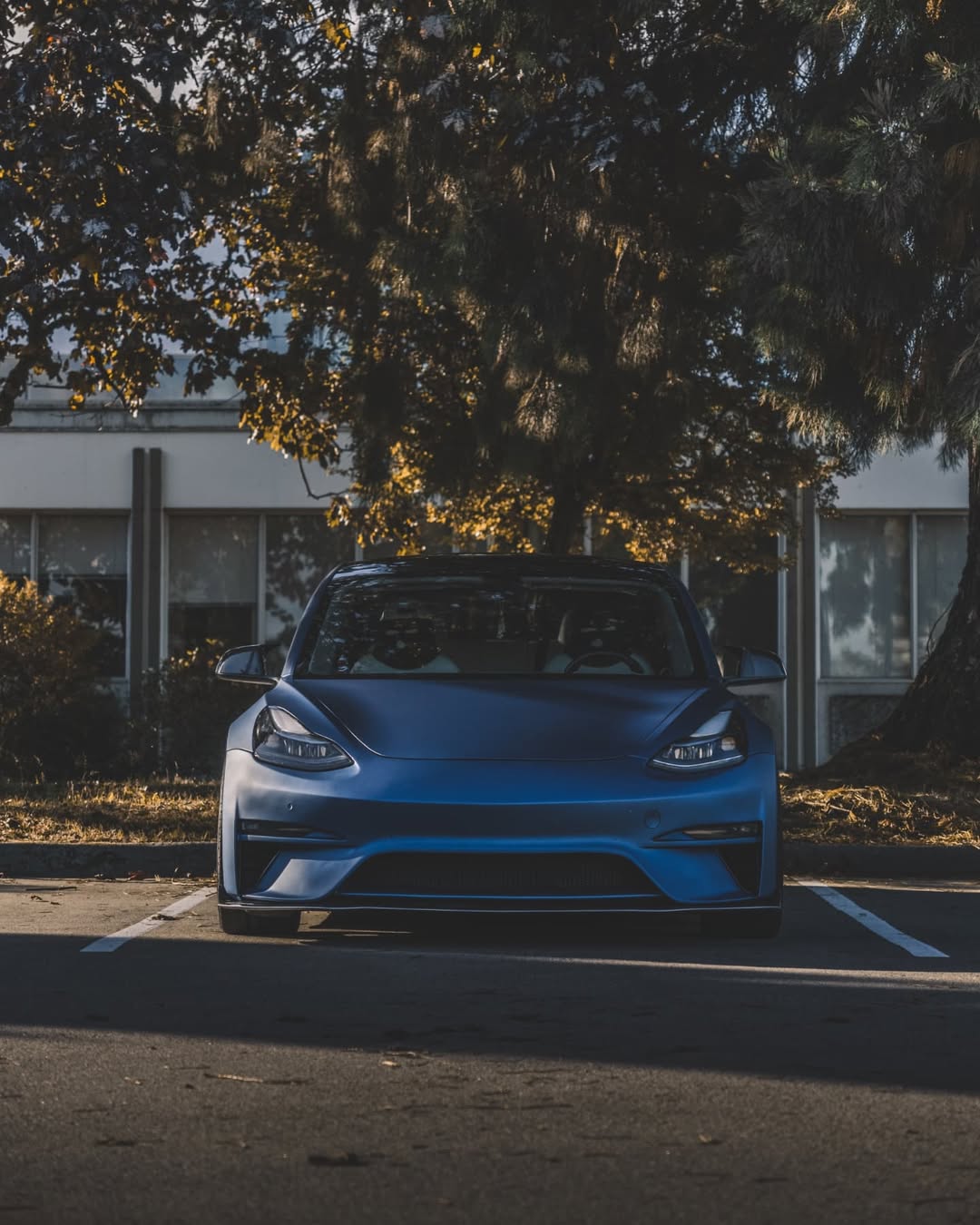 Tesla Model 3 Performance Long Range Standard Base 2017 2018 2019 2020 2021 2022 2023 with Aftermarket Parts - Crypton Front Bumper & Lip Carbon Fiber / FRP from Robot Craftsman