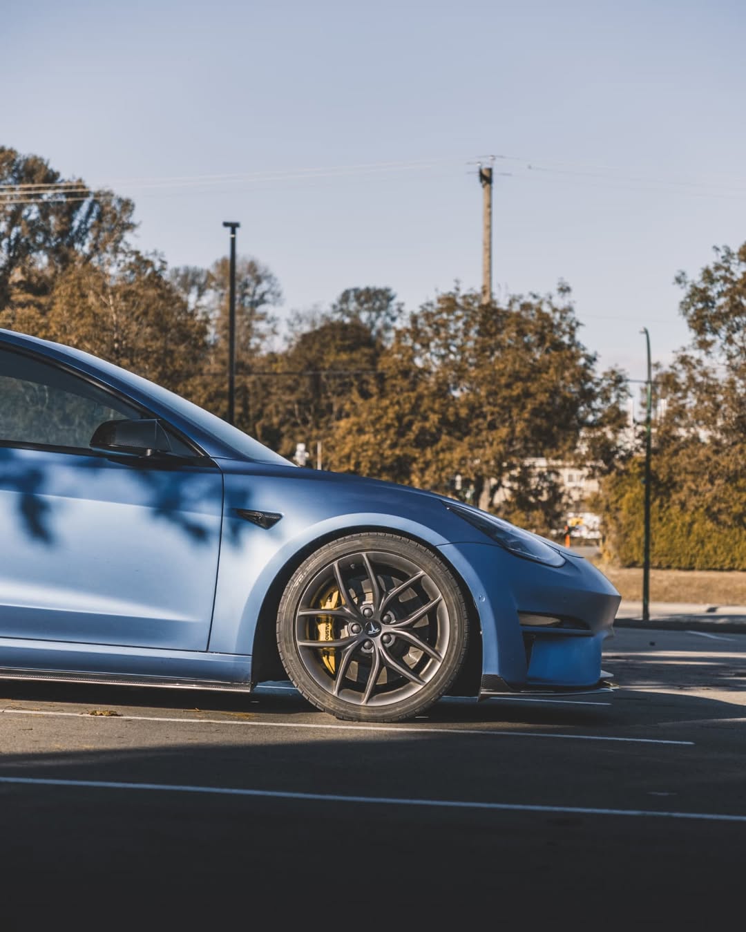 Tesla Model 3 Performance Long Range Standard Base 2017 2018 2019 2020 2021 2022 2023 with Aftermarket Parts - Crypton Front Bumper & Lip Carbon Fiber / FRP from Robot Craftsman