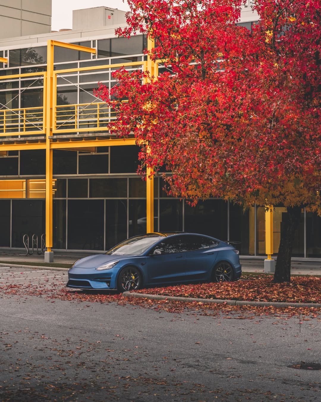 Tesla Model 3 Performance Long Range Standard Base 2017 2018 2019 2020 2021 2022 2023 with Aftermarket Parts - Crypton Front Bumper & Lip Carbon Fiber / FRP from Robot Craftsman