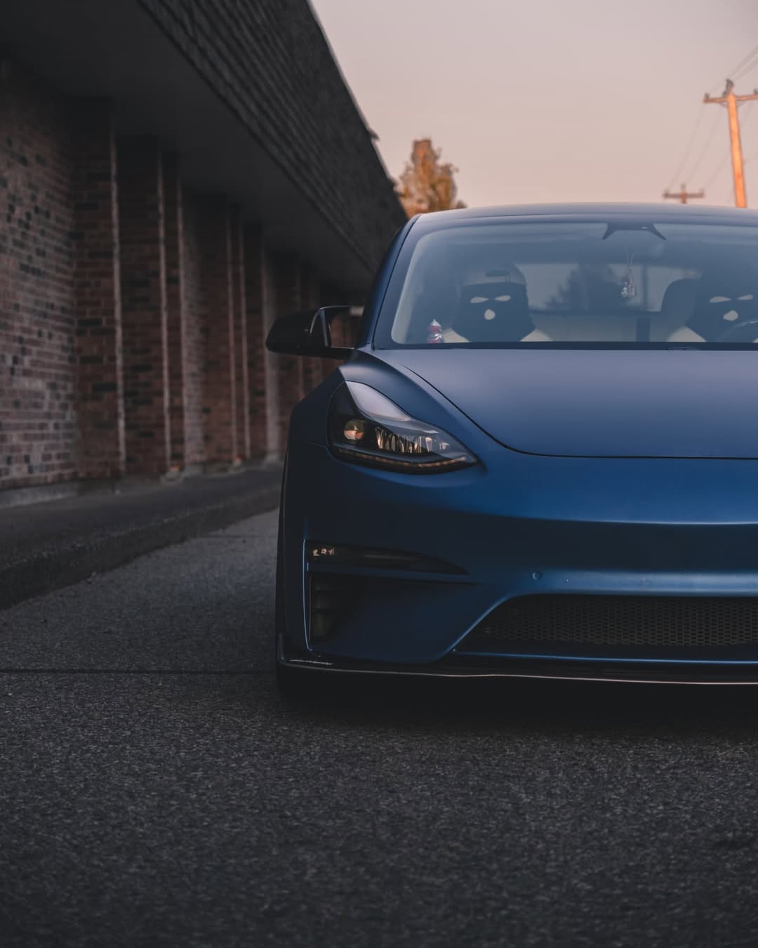 Tesla Model 3 Performance Long Range Standard Base 2017 2018 2019 2020 2021 2022 2023 with Aftermarket Parts - Crypton Front Bumper & Lip Carbon Fiber / FRP from Robot Craftsman