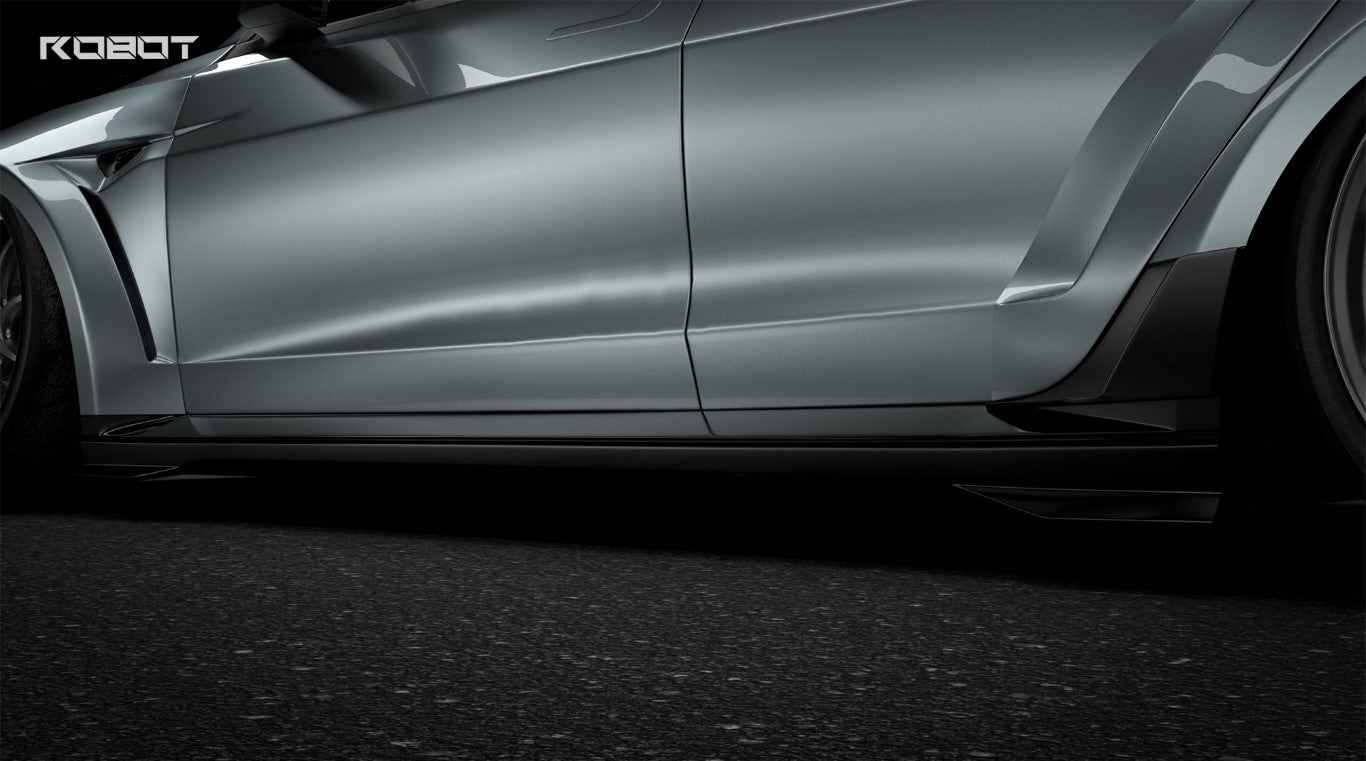 Tesla Model 3 Highland  Performance 2024-ON with Robot Craftsman's Aftermarket Parts - Carbon Fiber & FRP Fenders Flares & Wheel Arches & Side Skirts & Front Corner Canards & Side Canards HACKER