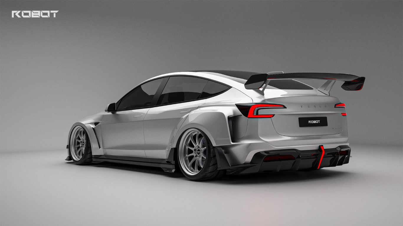 Tesla Model 3 Highland  Performance 2024-ON with Robot Craftsman's Aftermarket Parts - Carbon Fiber & FRP Fenders Flares & Wheel Arches & Side Skirts & Front Corner Canards & Side Canards HACKER