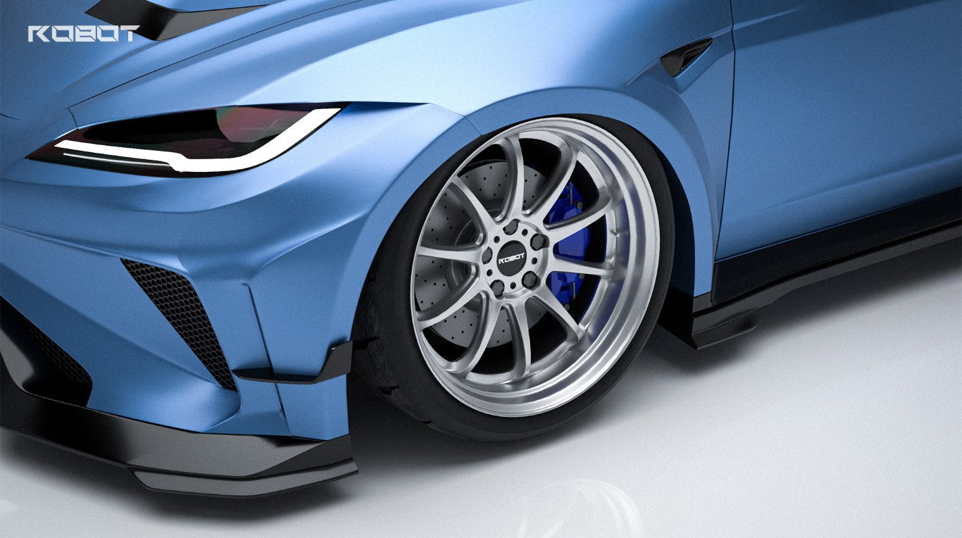 Tesla Model 3 Highland Performance 2024-ON with Robot Craftsman's Aftermarket Parts - Carbon Fiber & FRP Fenders Flares & Wheel Arches & Side Skirts & Front Corner Canards & Side Canards HACKER