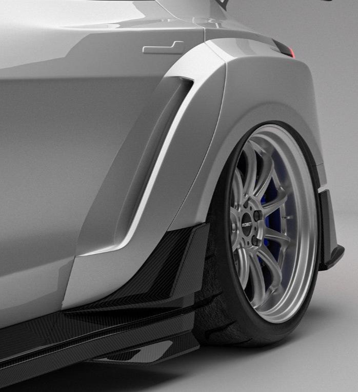 Tesla Model 3 Highland  Performance 2024-ON with Robot Craftsman's Aftermarket Parts - Carbon Fiber & FRP Fenders Flares & Wheel Arches & Side Skirts & Front Corner Canards & Side Canards HACKER