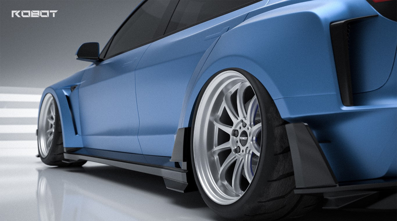 Tesla Model 3 Highland Performance 2024-ON with Robot Craftsman's Aftermarket Parts - Carbon Fiber & FRP Fenders Flares & Wheel Arches & Side Skirts & Front Corner Canards & Side Canards HACKER