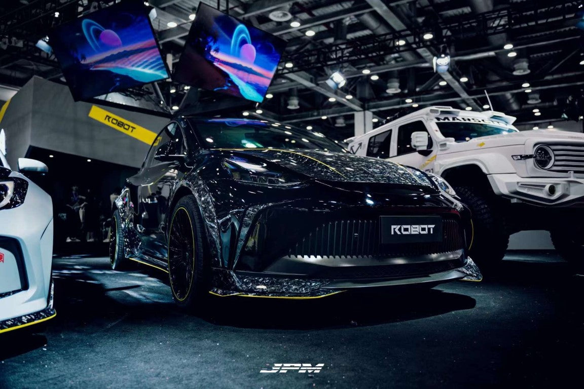 Tesla Model Y Performance AWD Long Range RWD Standard 2020 2021 2023 2024 with Aftermarket Parts - "STARSHIP" Upper Valences Carbon Fiber / FRP from Robot Craftsman
