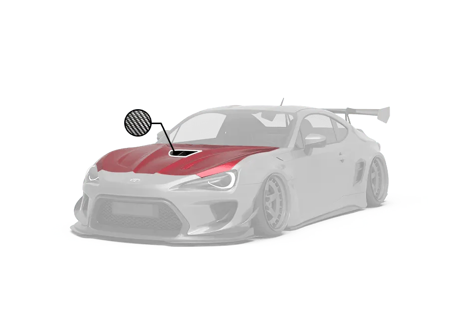 Toyota GT86 86 TRD GT SE Base ZN6 2017 2018 2019 2020 & Scion FR-S FRS ZN6 2013 2014 2015 2016 & BRZ TS Limited Premium ZN6 2013 2014 2015 2016 2017 2018 2019 2020 (compatible with ROBOT widebody kit) with Aftermarket Parts - Replacement Hood Scoop& Hood Bonnet Carbon Fiber / FRP from Robot Craftsman