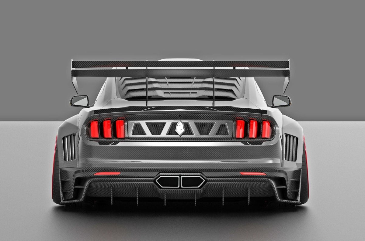 Ford Mustang Ecoboost V6 GT March1 Bullitt S550.1 S550.2 2015 2016 2017 2018 2019 2020 2021 2022 2023 with Aftermarket Parts - "DAWN & DUSK" Rear Window Louvers Carbon Fiber / FRP from Robot Craftsman