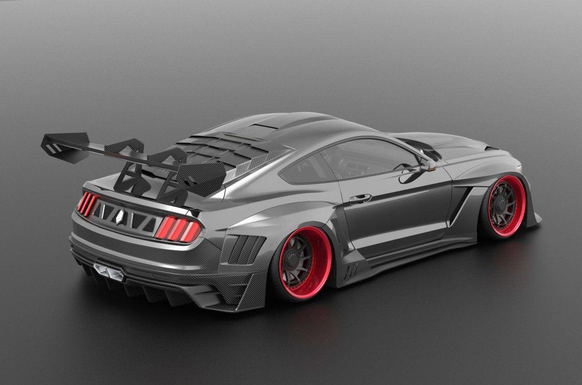 Mustang Ecoboost V6 GT March1 Bullitt S550.1 S550.2 2015 2016 2017 2018 2019 2020 2021 2022 2023 with Aftermarket Parts - "DAWN & DUSK" Roof Scoop Carbon Fiber / FRP from Robot Craftsman