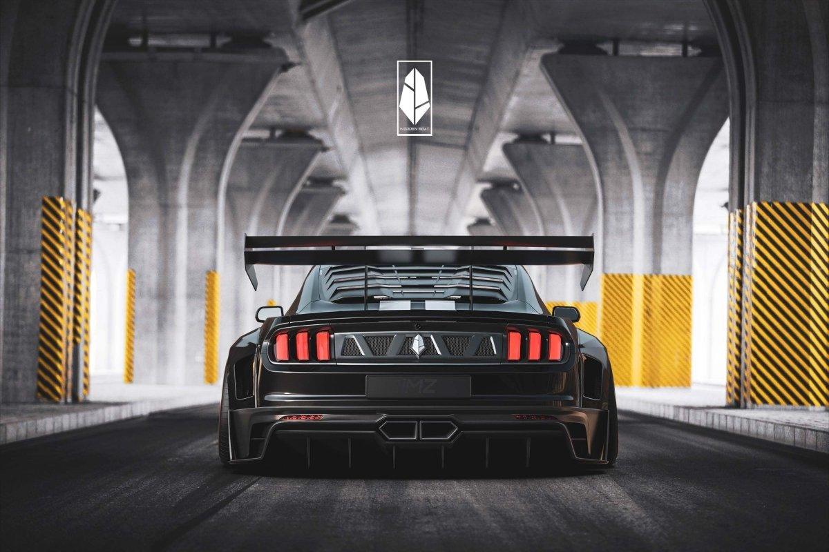 Ford Mustang Ecoboost V6 GT March1 Bullitt S550.1 S550.2 2015 2016 2017 2018 2019 2020 2021 2022 2023 with Aftermarket Parts - "DAWN & DUSK" Rear Wing & Spoiler Carbon Fiber / FRP from Robot Craftsman