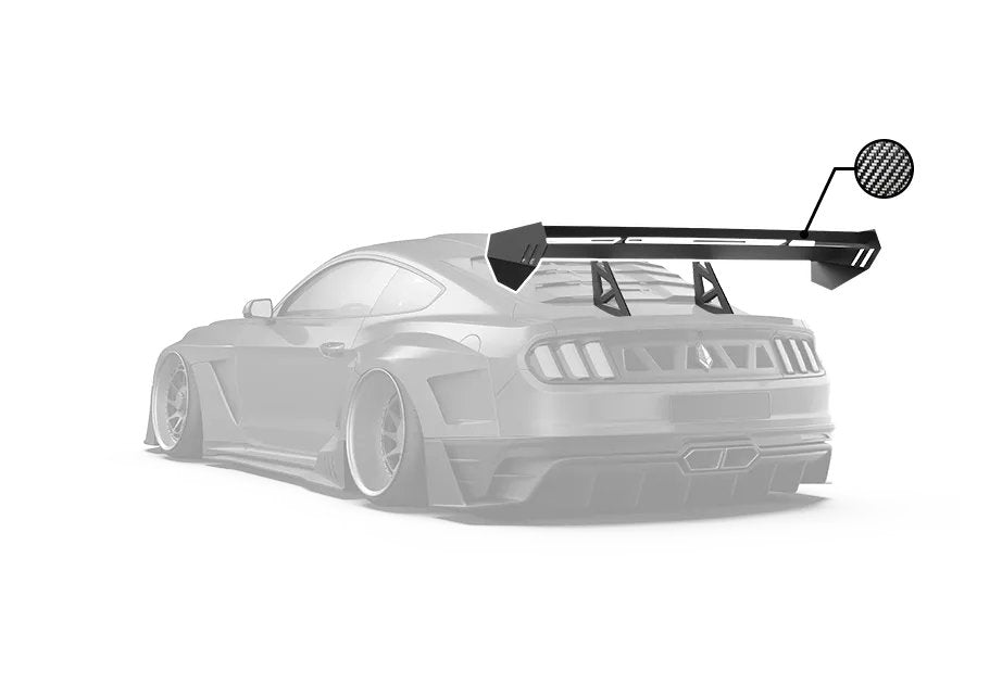 Ford Mustang Ecoboost V6 GT March1 Bullitt S550.1 S550.2 2015 2016 2017 2018 2019 2020 2021 2022 2023 with Aftermarket Parts - "DAWN & DUSK" Rear Wing & Spoiler Carbon Fiber / FRP from Robot Craftsman