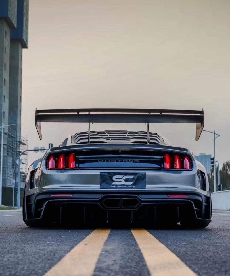 Ford Mustang Ecoboost V6 GT March1 Bullitt S550.1 S550.2 2015 2016 2017 2018 2019 2020 2021 2022 2023 with Aftermarket Parts - "DAWN & DUSK" Rear Wing & Spoiler Carbon Fiber / FRP from Robot Craftsman