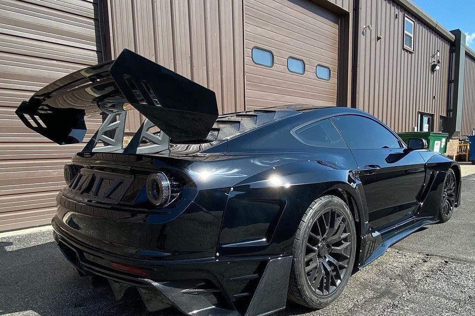 Ford Mustang Ecoboost V6 GT March1 Bullitt S550.1 S550.2 2015 2016 2017 2018 2019 2020 2021 2022 2023 with Aftermarket Parts - "DAWN & DUSK" Rear Wing & Spoiler Carbon Fiber / FRP from Robot Craftsman