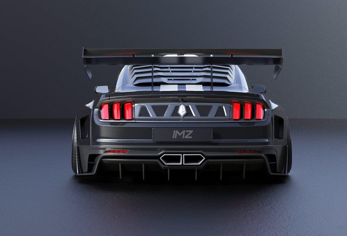 Ford Mustang Ecoboost V6 GT March1 Bullitt S550.1 S550.2 2015 2016 2017 2018 2019 2020 2021 2022 2023 with Aftermarket Parts - "DAWN & DUSK" Trunk Deck Lid Back Cover with Wooden Boat Badge Carbon Fiber / FRP from Robot Craftsman