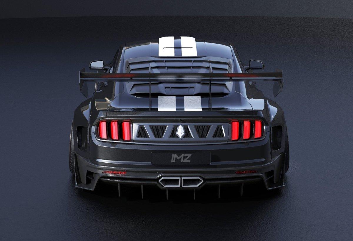 Ford Mustang Ecoboost V6 GT March1 Bullitt S550.1 S550.2 2015 2016 2017 2018 2019 2020 2021 2022 2023 with Aftermarket Parts - "DAWN & DUSK" Trunk Deck Lid Back Cover with Wooden Boat Badge Carbon Fiber / FRP from Robot Craftsman