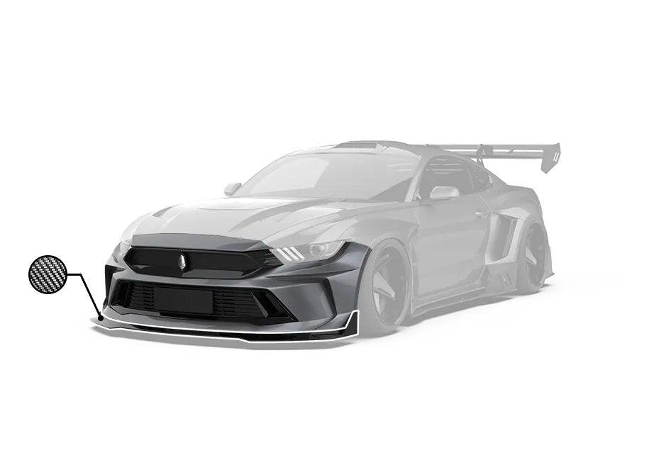 Ford Mustang Ecoboost V6 GT 2015 2016 2017 & Mustang Ecoboost V6 GT S550.1 2015 2016 2017 & Mustang Ecoboost V6 GT March1 Bullitt S550.2 2018 2019 2020 2021 2022 2023 with Aftermarket Parts - DUSK Front Bumper & Lip (Badge included) & Replacement Front Lip Only Carbon Fiber / FRP from Robot Craftsman