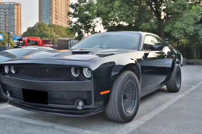 Dodge Challenger Demon Redeye Hellcat T/A Scat Pack 392 SRT R/T SXT SE 2008 2009 2010 2011 2012 2013 2014 2015 2016 2017 2018 2019 2020 2021 2022 2023 with Aftermarket Parts - "BANDIT" Front Bumper & Front Lip Carbon Fiber / FRP from Robot Craftsman