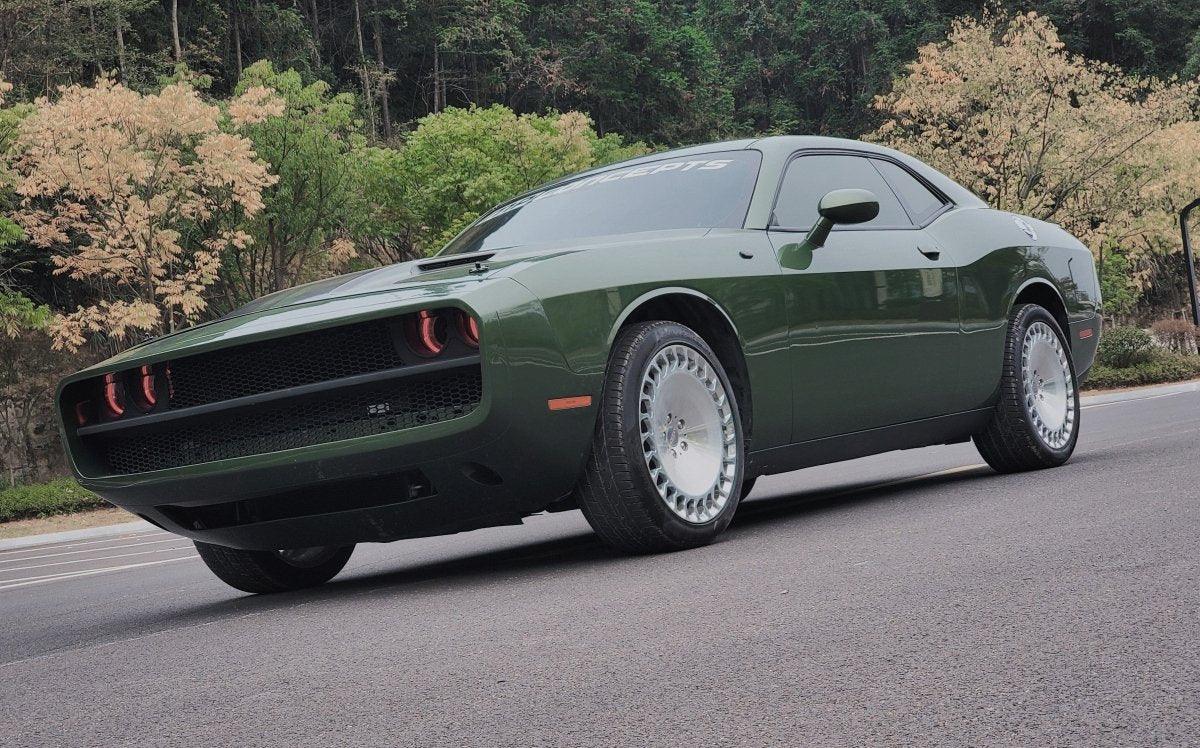 Challenger Demon Redeye Hellcat T/A Scat Pack 392 SRT R/T SXT SE 2008 2009 2010 2011 2012 2013 2014 2015 2016 2017 2018 2019 2020 2021 2022 2023 with Aftermarket Parts - "CHOPPER" Front Bumper Carbon Fiber / FRP from Robot Craftsman