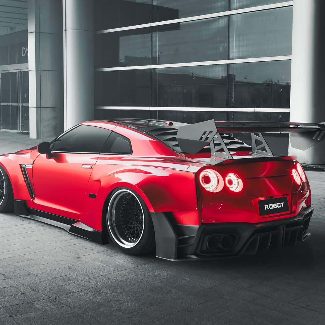 Nissan GTR Nismo T-Spec Black Edition Track Edition Premium Pure 2008 2009 2010 2011 2012 2013 2014 2015 2016 2017 2018 2019 2020 2021 2022 2023 2024 with Aftermarket Parts - "Godzilla" Rear Window Louvers Carbon Fiber / FRP from Robot Craftsman