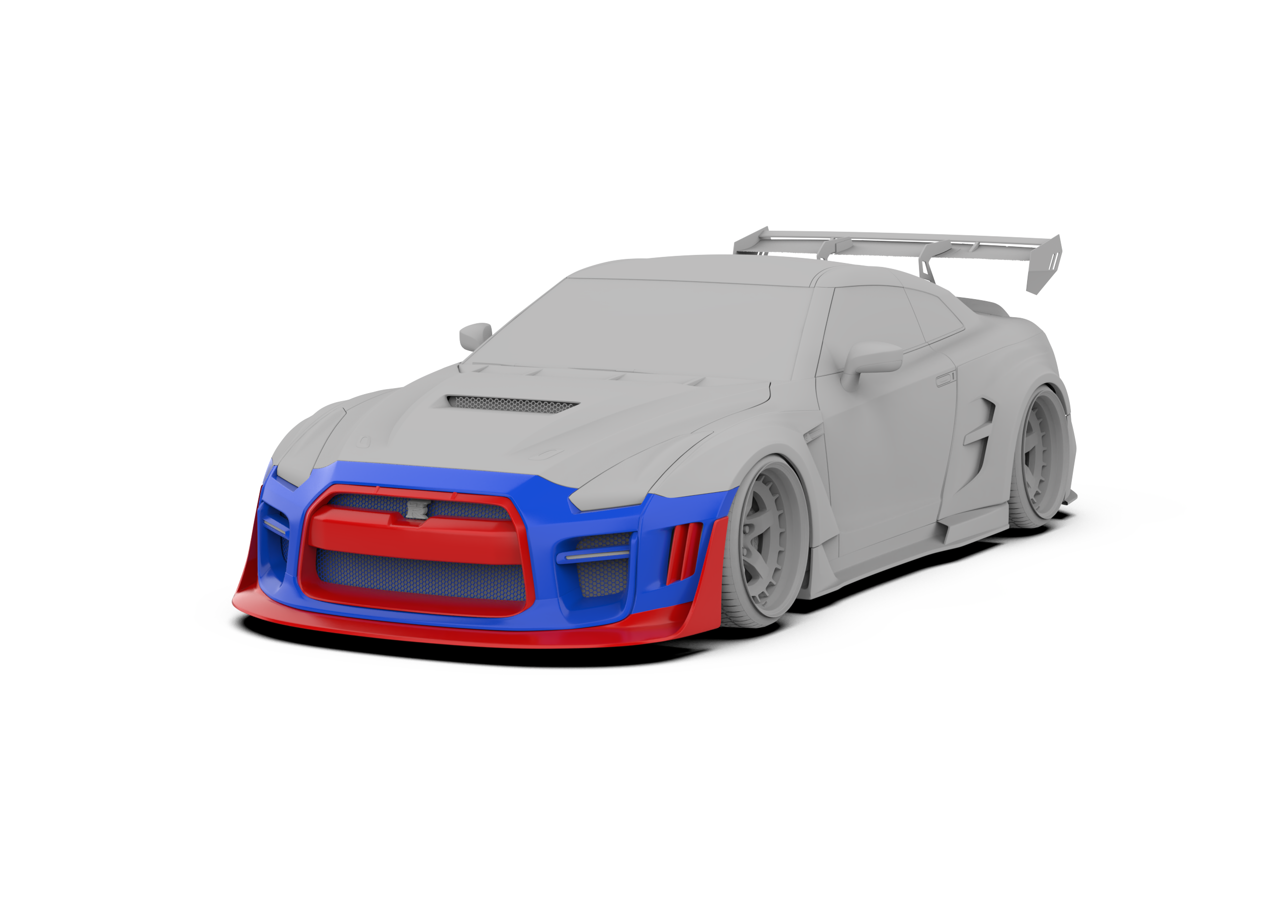 Nissan GTR Nismo Black Edition Track Edition Premium Base CBA DBA 2008 2009 2010 2011 2012 2013 2014 2015 2016 (for installation on 2017 2018 2019 2020 2021 2022 2023 2024 vehicles, 2008 2009 2010 2011 2012 2013 2014 2015 2016 hood is recommended) with Aftermarket Parts - "Godzilla" Widebody Front Bumper & Front Lip Carbon Fiber / FRP from Robot Craftsman