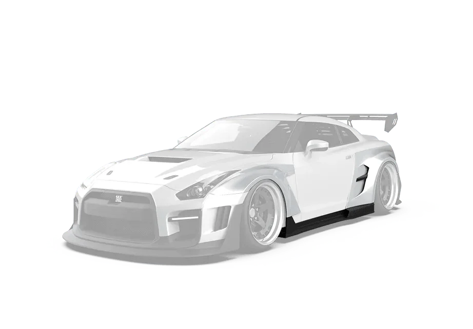 Nissan GTR Nismo T-Spec Black Edition Track Edition Premium Pure  CBA DBA EBA 2008 2009 2010 2011 2012 2013 2014 2015 2016 2017 2018 2019 2020 2021 2022 2023 2024 (designed to be compatible with ROBOT CRAFTSMAN front bumper) with Aftermarket Parts - "Godzilla" Widebody Wheel Arches & Side Skirts Carbon Fiber / FRP from Robot Craftsman