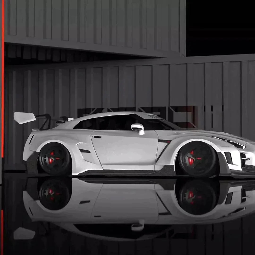 Nissan GTR Nismo T-Spec Black Edition Track Edition Premium Pure  CBA DBA EBA 2008 2009 2010 2011 2012 2013 2014 2015 2016 2017 2018 2019 2020 2021 2022 2023 2024 (designed to be compatible with ROBOT CRAFTSMAN front bumper) with Aftermarket Parts - "Godzilla" Widebody Wheel Arches & Side Skirts Carbon Fiber / FRP from Robot Craftsman
