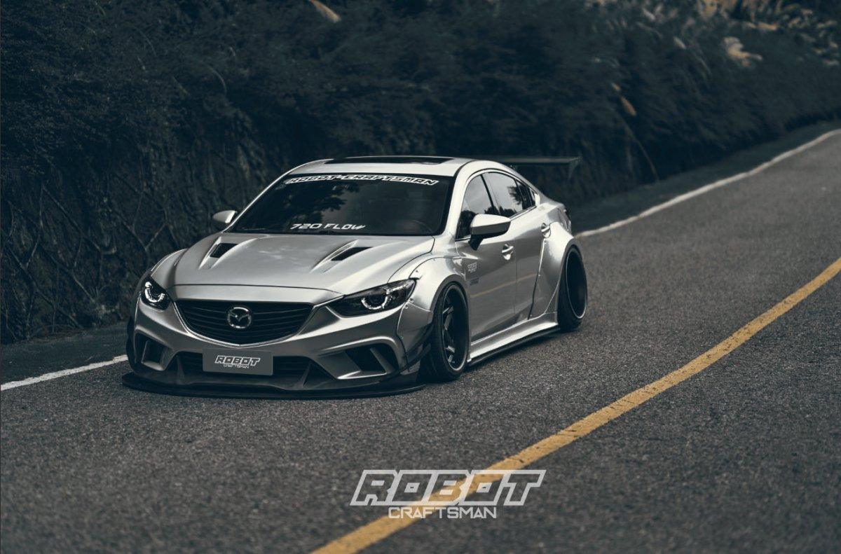Mazda6 Sport Grand Touring Singature Carbon Edition 2014 2015 2016 2017 (suitable to be installed with ROBOT CRAFTASTMAN widebody kit) with Aftermarket Parts - Widebody Ducktail Rear Spoiler Carbon Fiber / FRP from Robot Craftsman