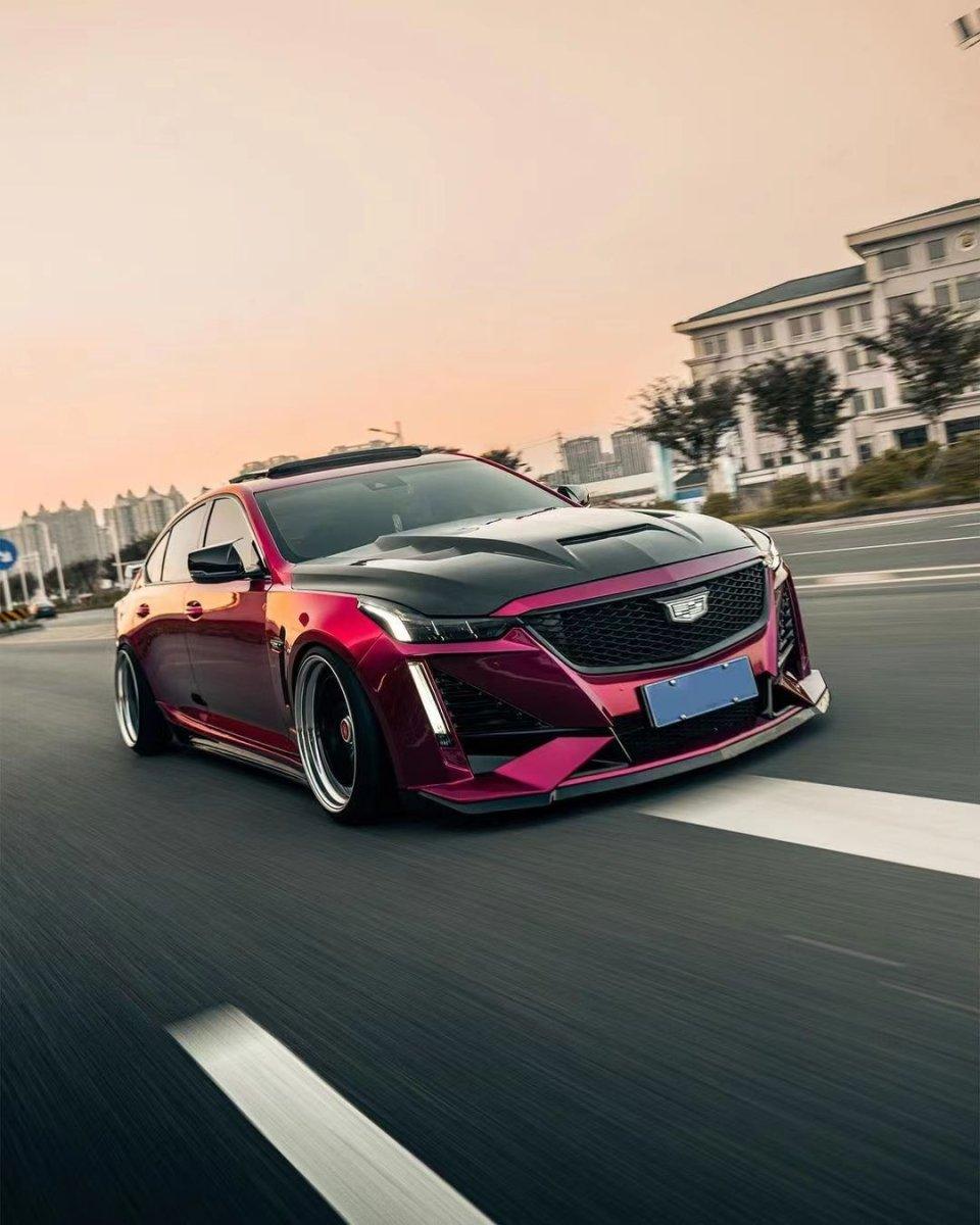 Cadillac CT5 CT5-V Sport Premium Luxury Base 2020 2021 2022 2023 2024 with Aftermarket Parts - "PRISM" Front Bumper & Front Lip Carbon Fiber / FRP from Robot Craftsman