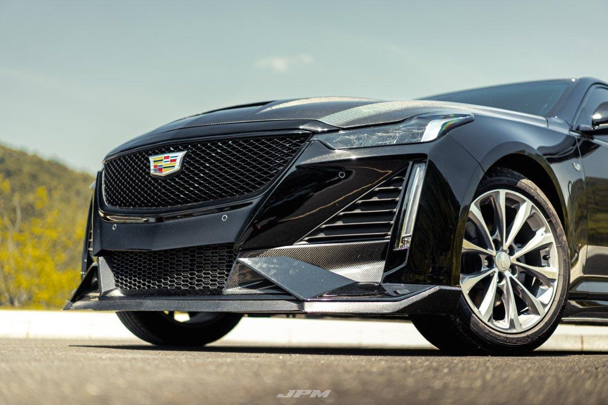 Cadillac CT5 CT5-V Sport Premium Luxury Base 2020 2021 2022 2023 2024 with Aftermarket Parts - "PRISM" Front Bumper & Front Lip Carbon Fiber / FRP from Robot Craftsman